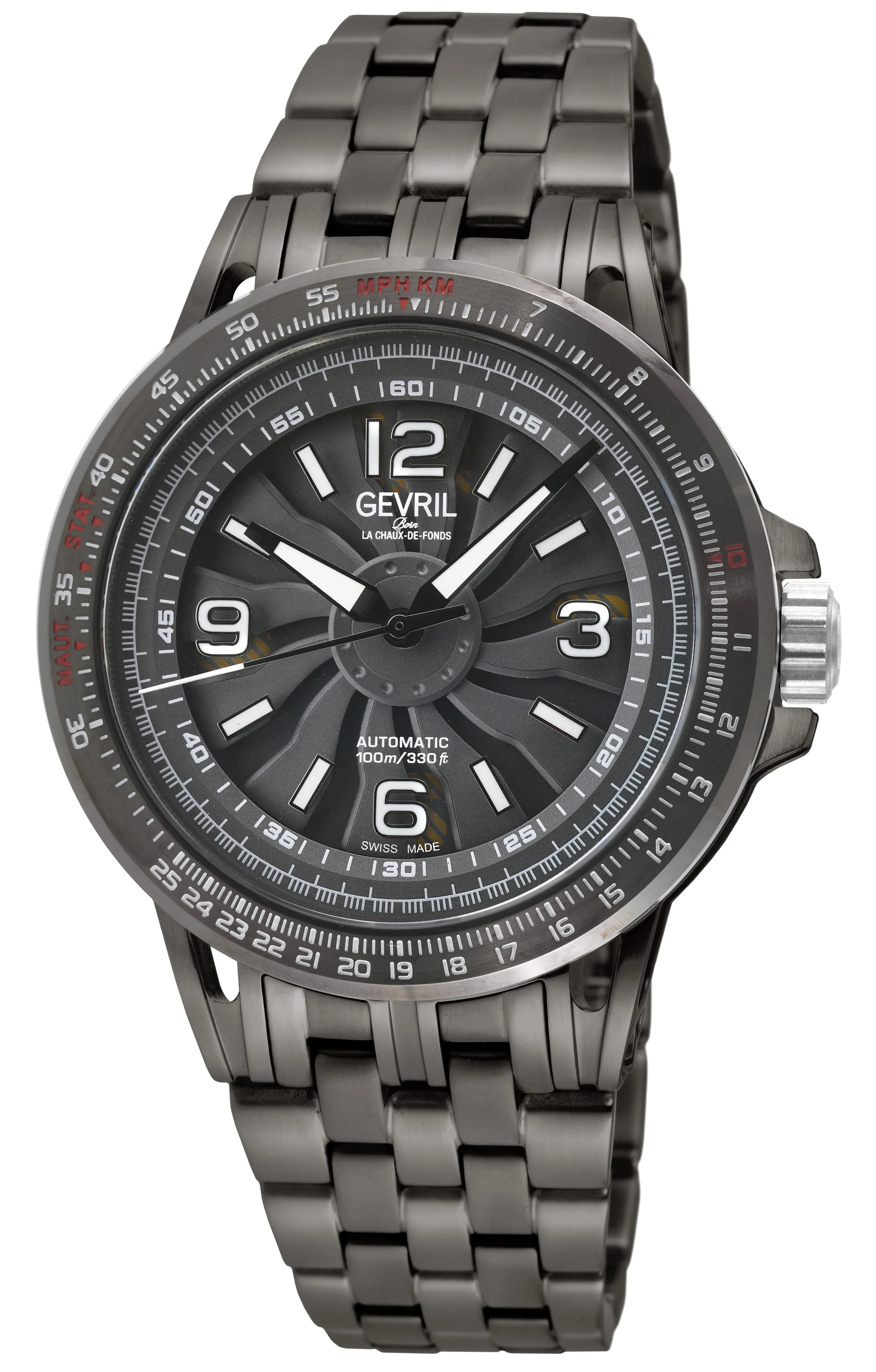 Wind Master Automatic Gevril Men's Automatic Wind Master Gray Dial IP/GUN Stainless Steel Bracelet | Gray Dial