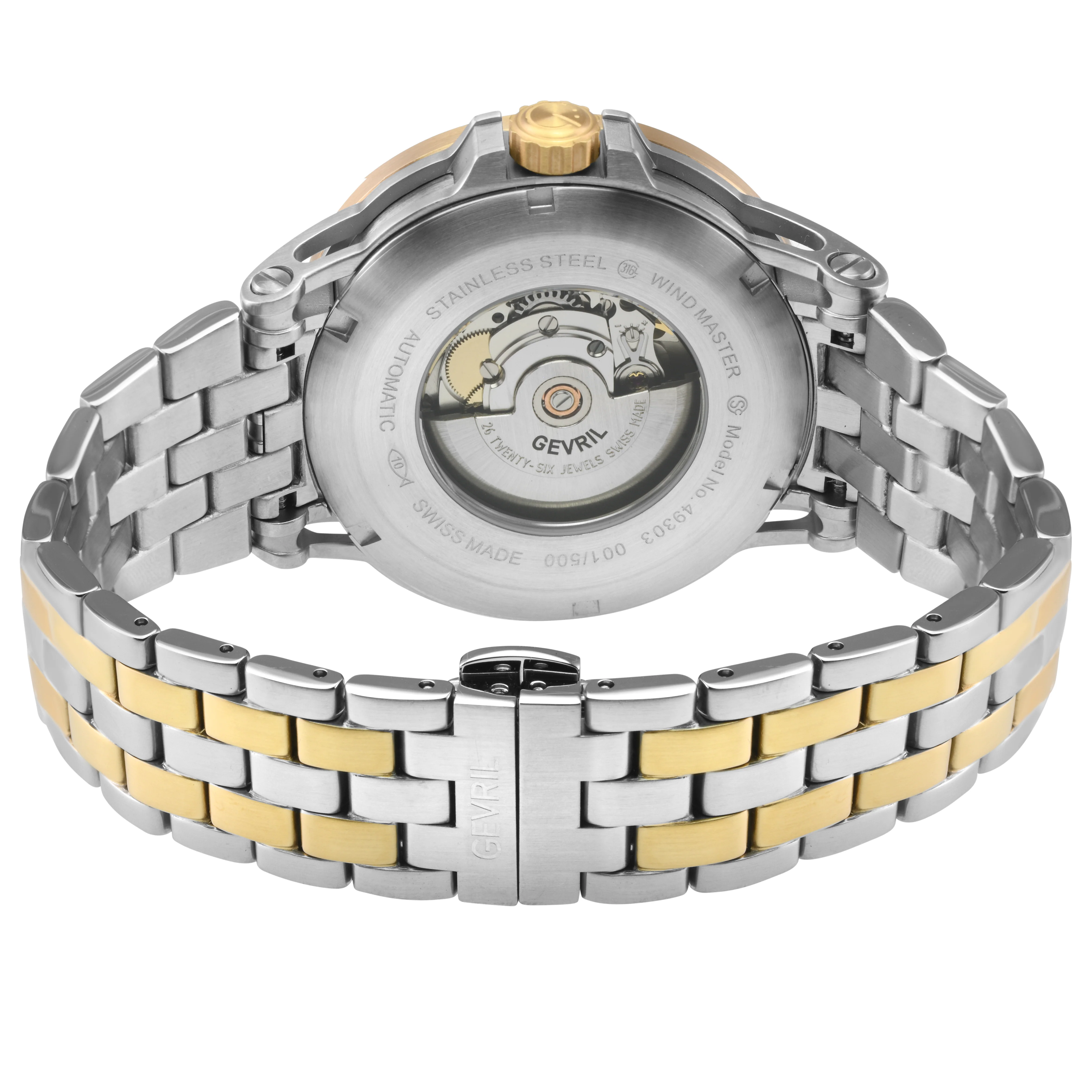 Wind Master Automatic Gevril Men's Automatic Wind Master Black Dial IPYG Stainless Steel Bracelet | Black Dial - Image 3