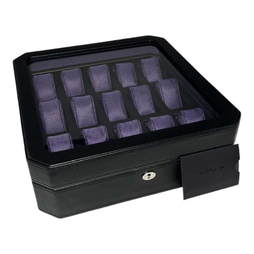 Windsor Black/Purple - 15 Slot Watch Box