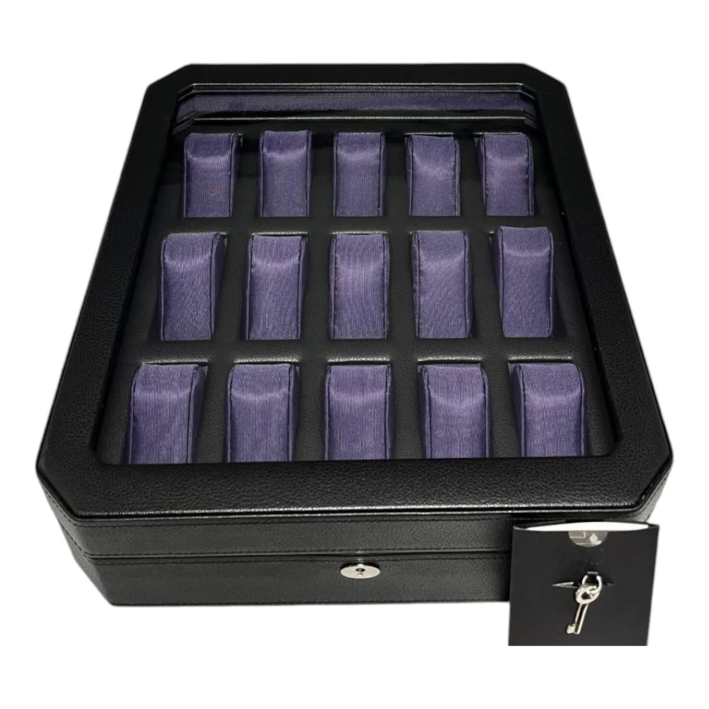 Windsor Black/Purple - 15 Slot Watch Box - Image 2