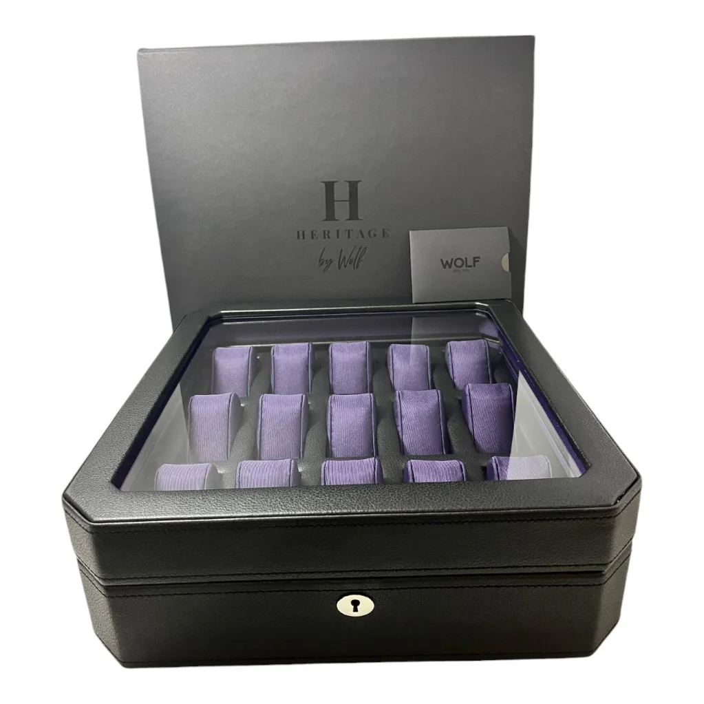 Windsor Black/Purple - 15 Slot Watch Box - Image 4