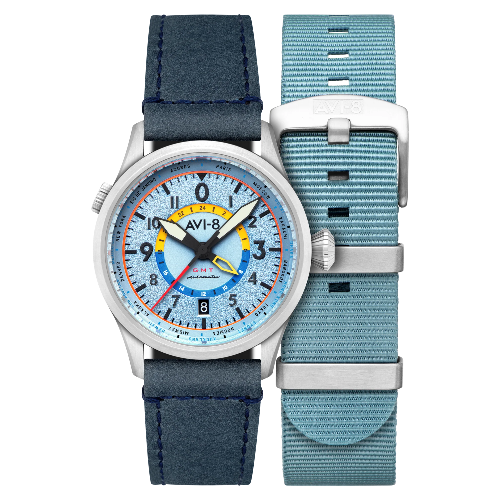 Wingman Worldtimer GMT Automatic Blue / Blue Leather | Blue Dial