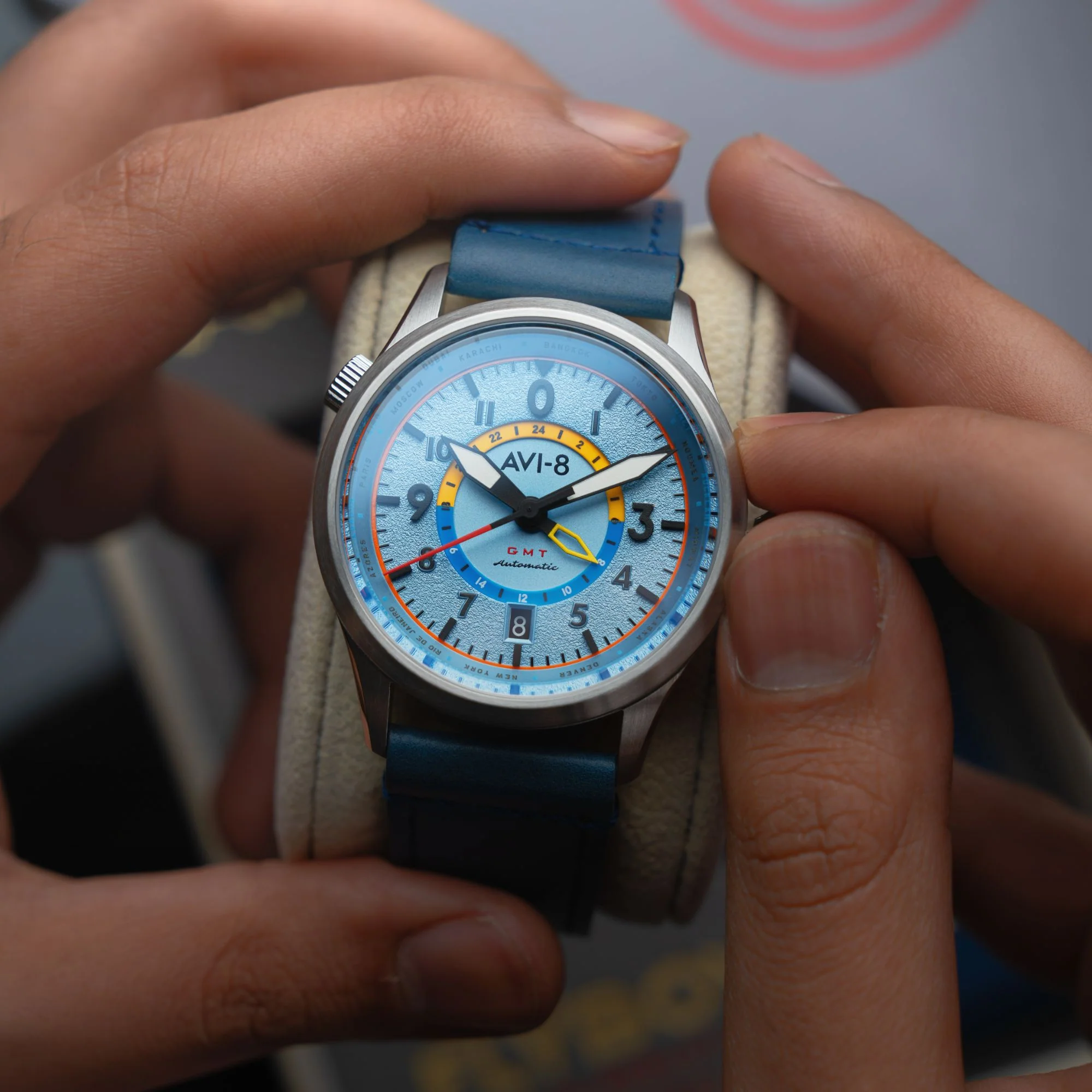 Wingman Worldtimer GMT Automatic Blue / Blue Leather | Blue Dial - Image 2