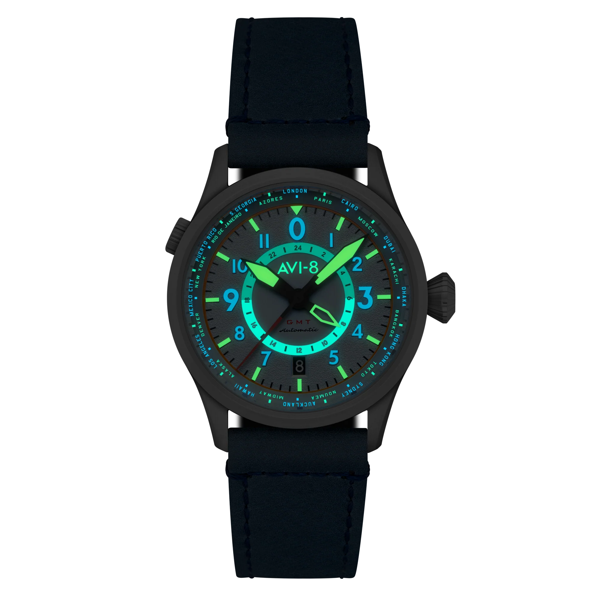 Wingman Worldtimer GMT Automatic Blue / Blue Leather | Blue Dial - Image 3