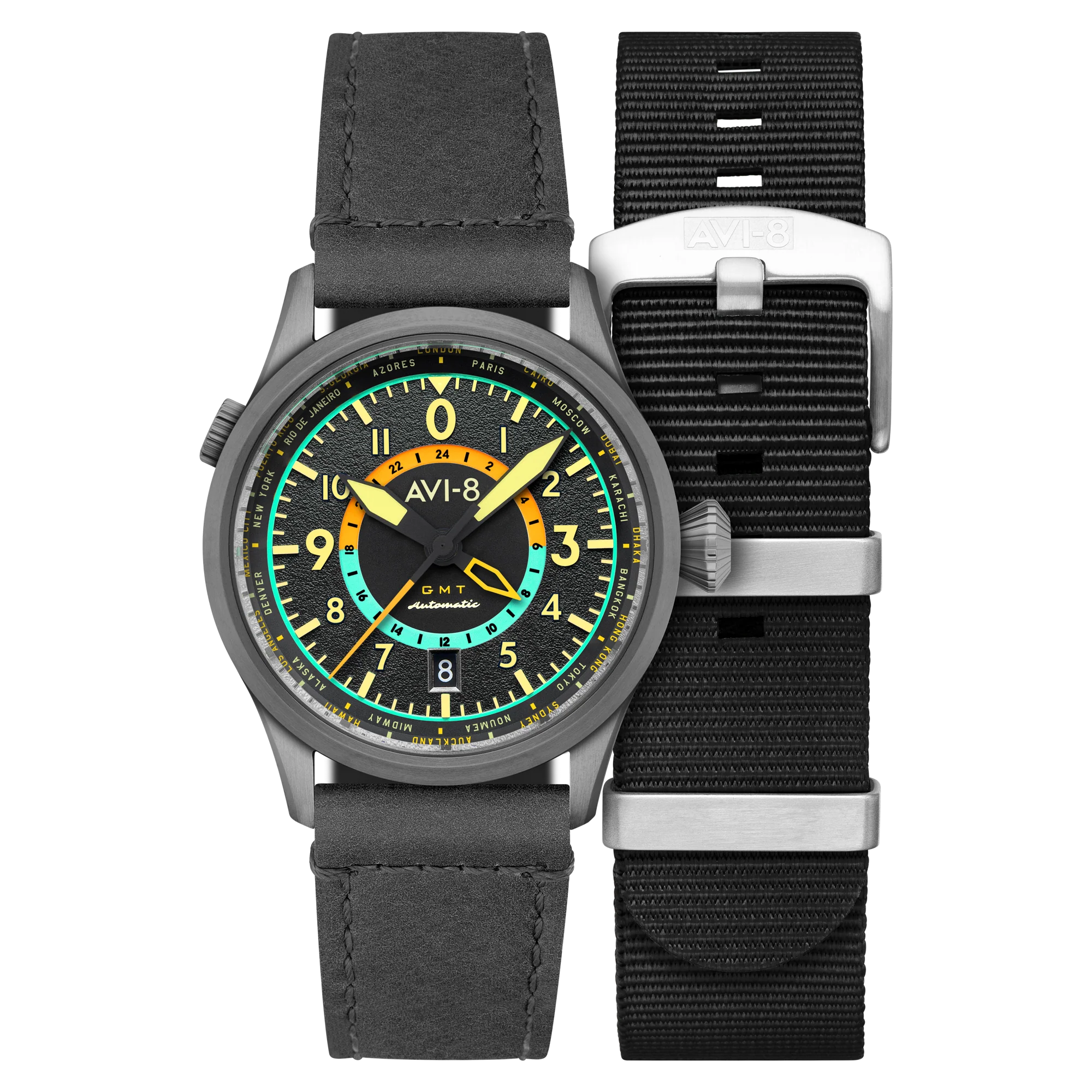 Wingman Worldtimer GMT Automatic Gray / Gray Leather | Gray Dial