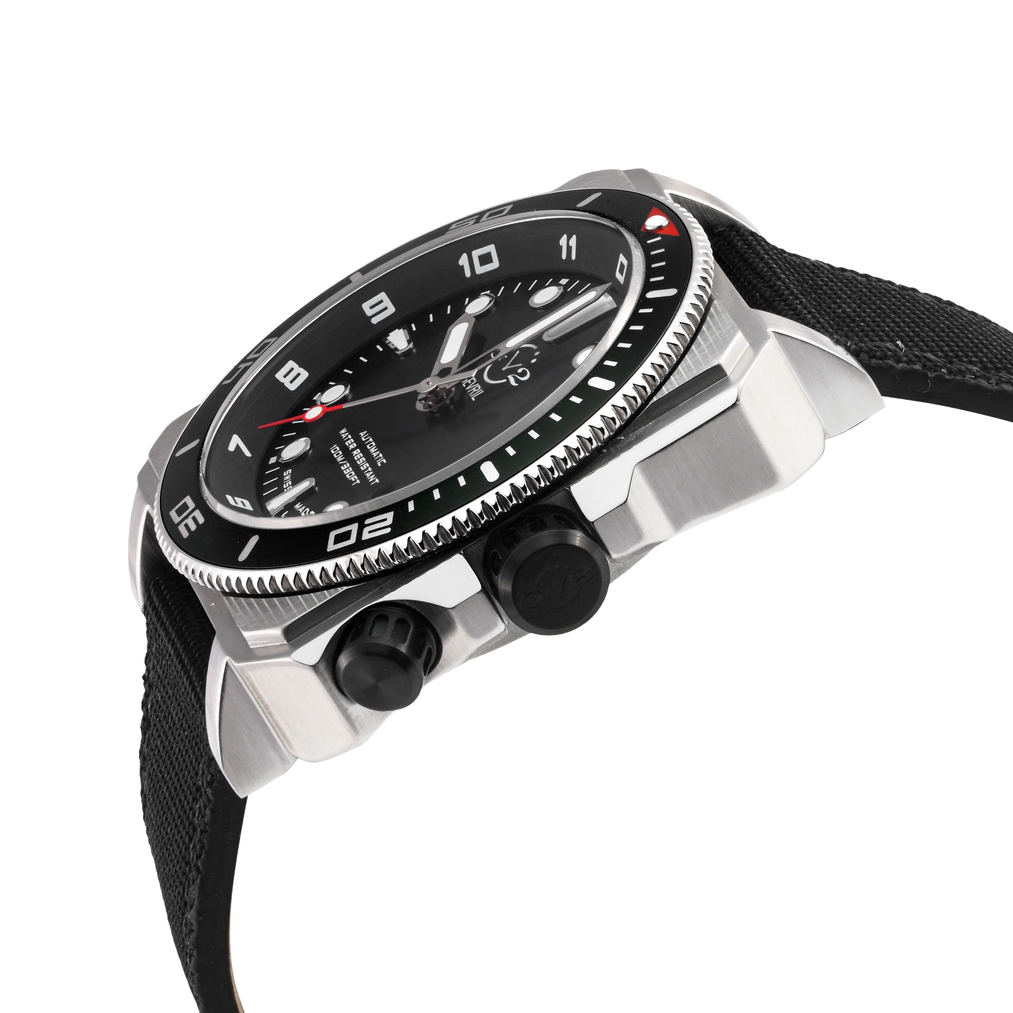 XO small Swiss Made SW200  inner and outer rotating bezel, metal band  Black silver | Black Dial - Image 3