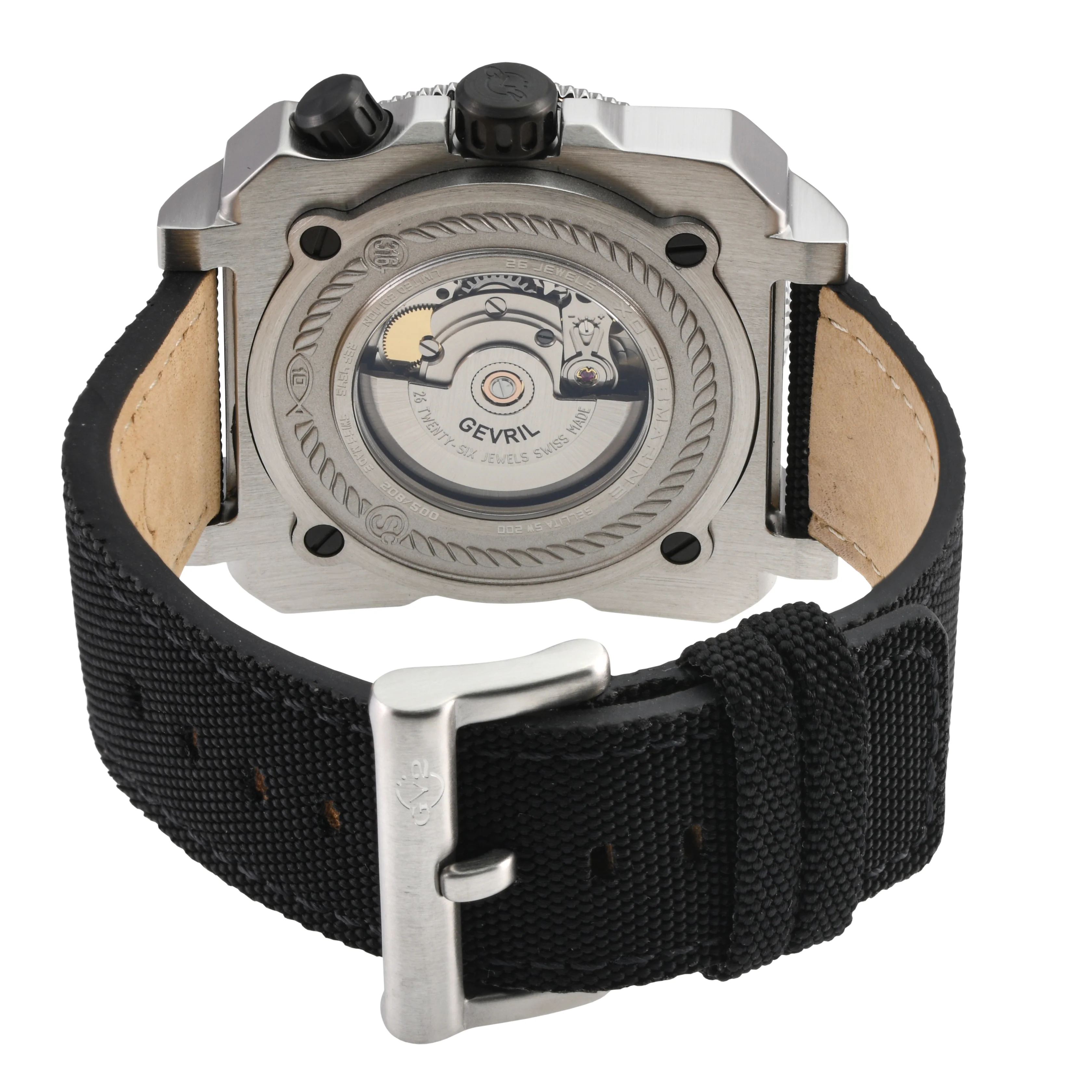 XO Submarine Swiss Made SW200  inner and outer rotating bezel, metal band  Black Black/ green bezel | Black Dial - Image 3