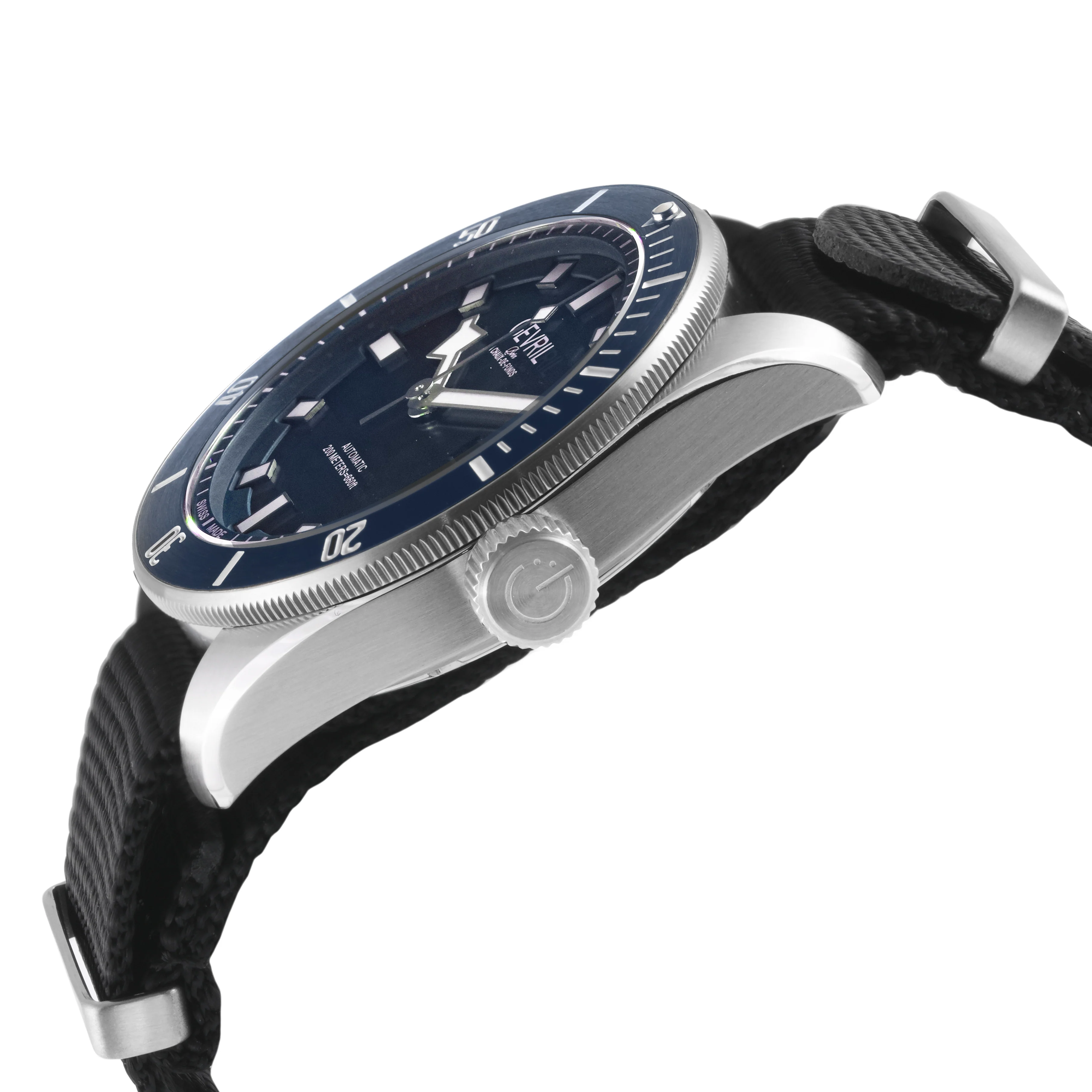 Yorkville Gevril Men's Yorkville Blue Dial Sellita SW200 Swiss Automatic Rotating Bezel Bracelet Date Luminous Watch Nato Strap | Blue Dial - Image 3