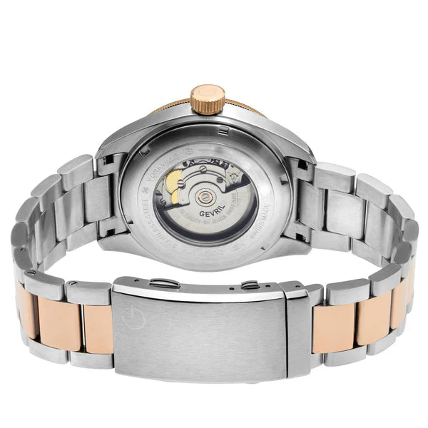 Yorkville Gevril Men's Yorkville Brown Dial Sellita SW200 Swiss Automatic Unidirectional Rotating Bezel Two Tone Bracelet Date Luminous Watch | Brown Dial - Image 3