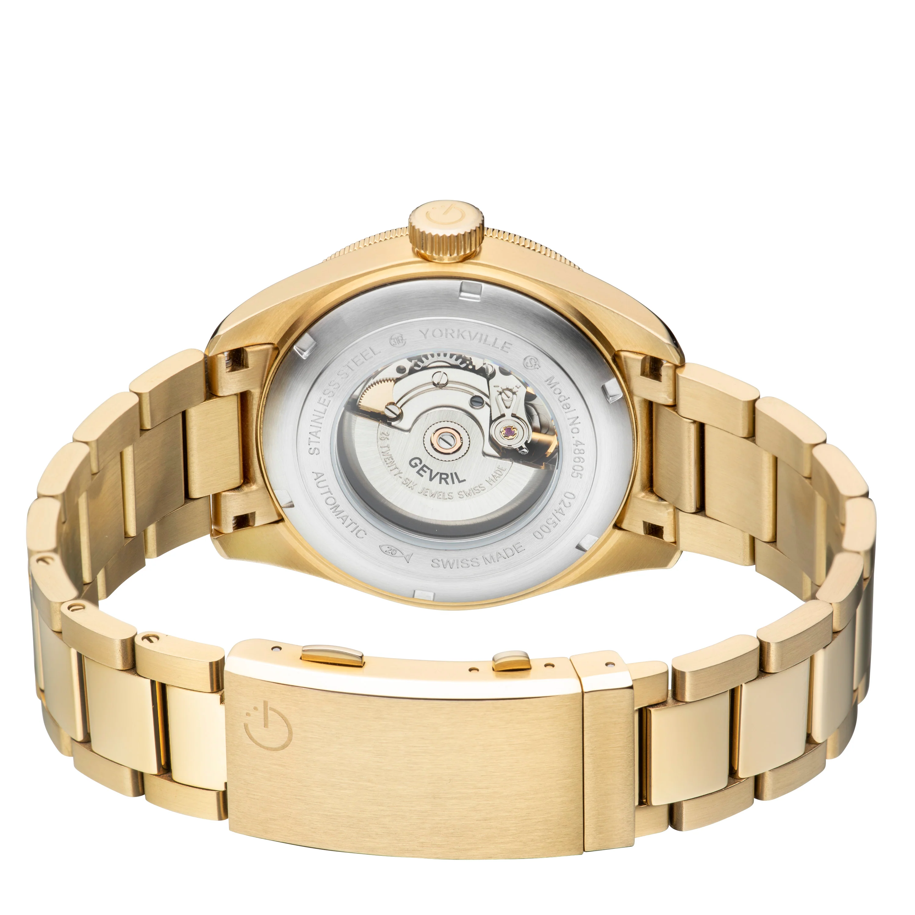 Yorkville Gevril Yorkville Olive Dial Sellita SW200 Swiss Automatic Unidirectional Rotating Bezel Gold Tone Bracelet Date Luminous Watch | Blue Dial - Image 2