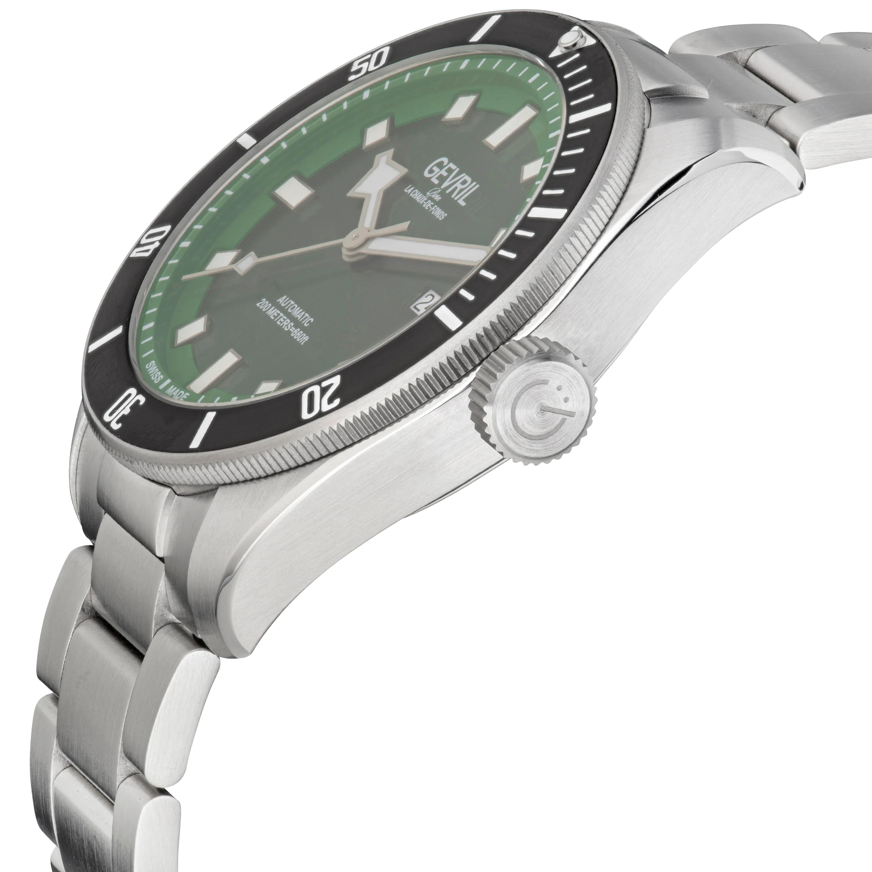Yorkville Gevril Men's Yorkville Green Dial Sellita SW200 Swiss Automatic Unidirectional Rotating Bezel Date Luminous Watch | Green Dial - Image 3