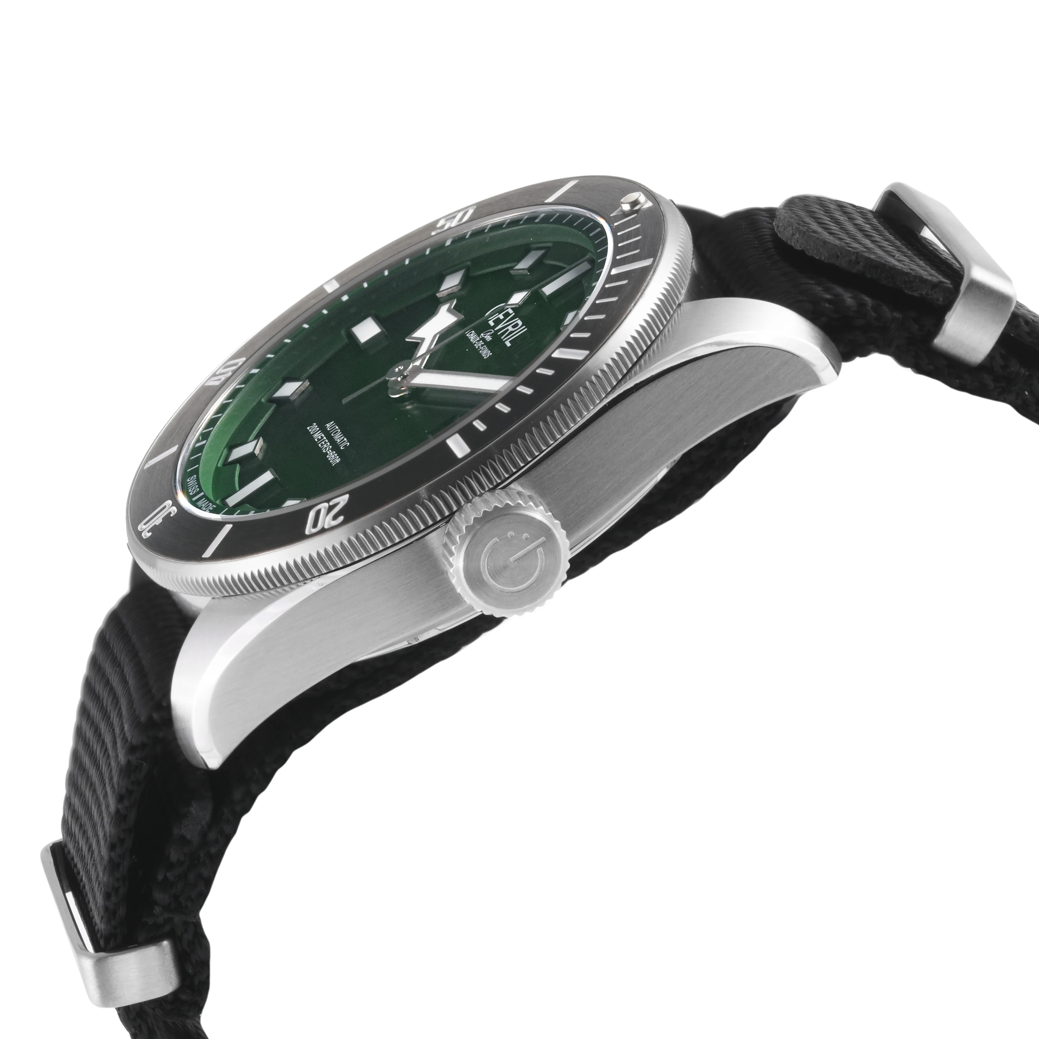 Yorkville Gevril Men's Yorkville Green Dial Sellita SW200 Swiss Automatic Rotating Bezel Bracelet Date Luminous Watch Nato Strap | Green Dial - Image 3