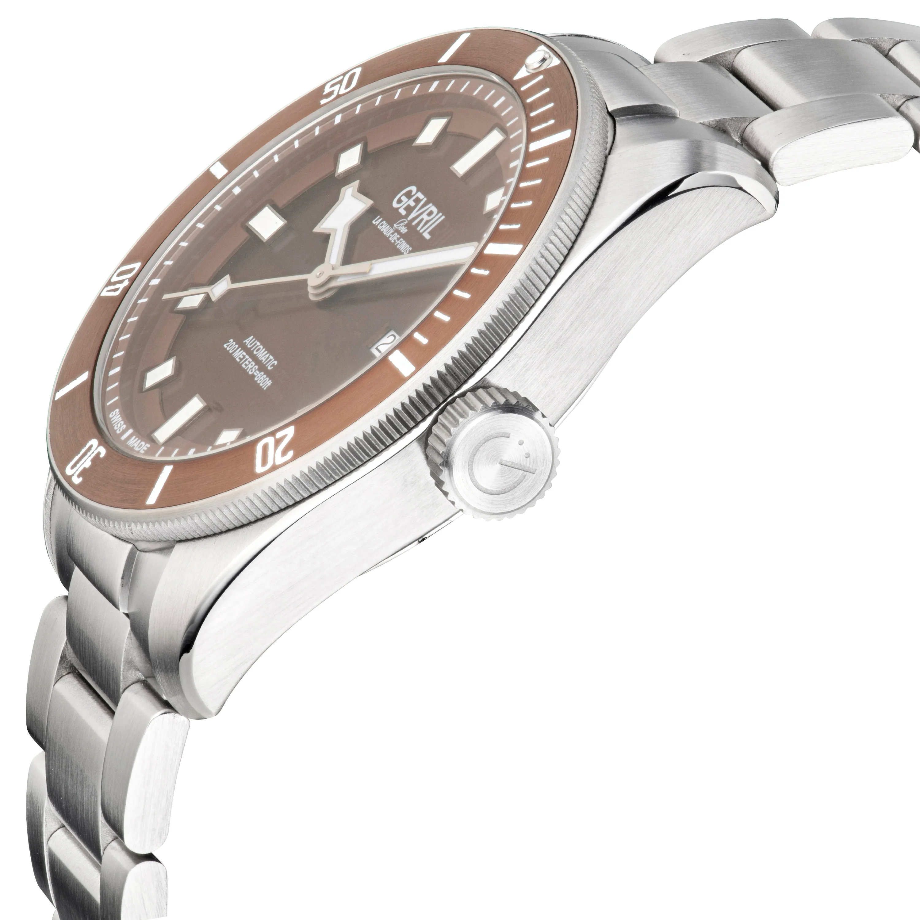 Yorkville Gevril Men's BrownDial Sellita SW200 Swiss Automatic Unidirectional Bezel Divers Watch | Brown Dial - Image 3
