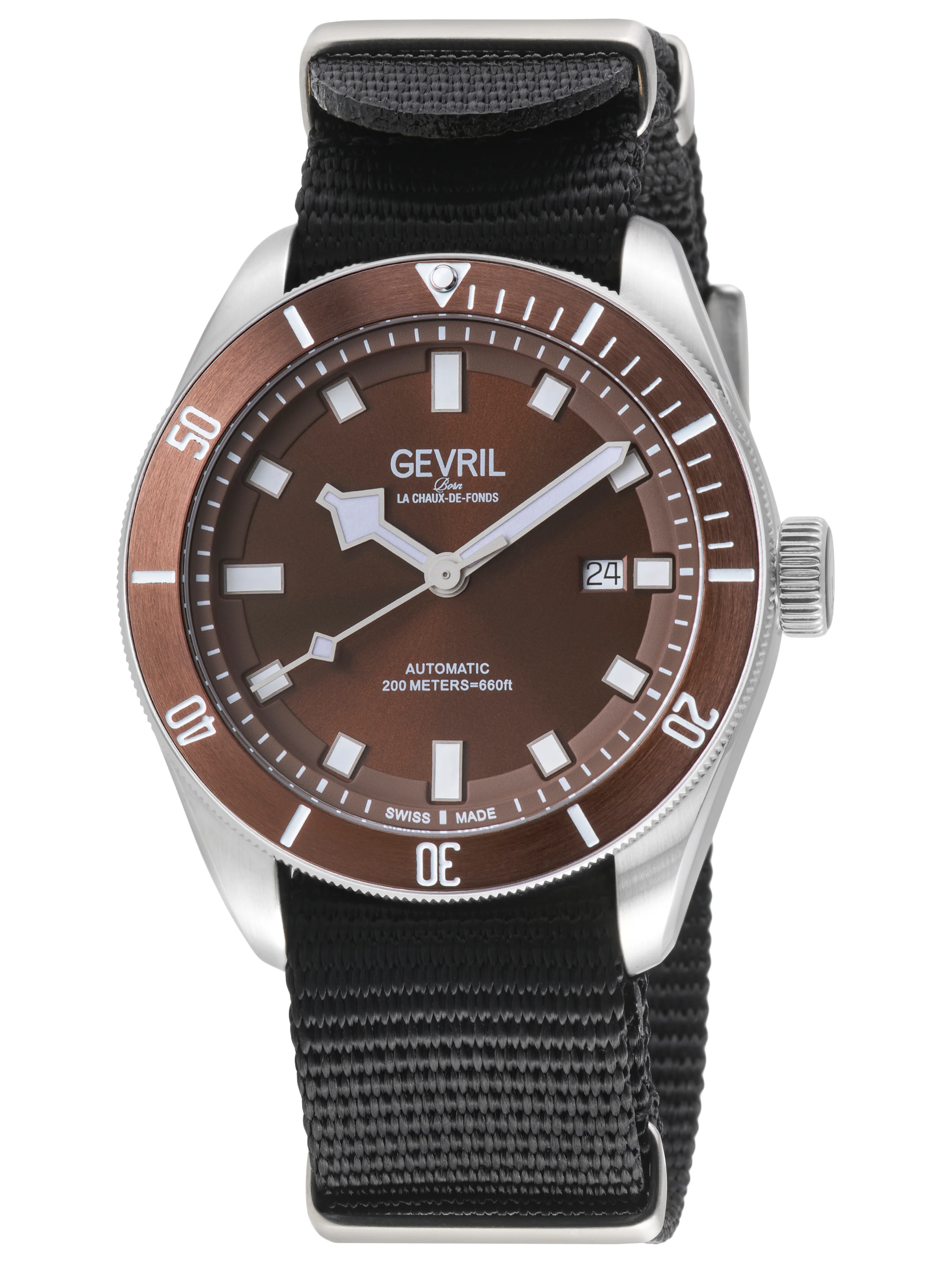Yorkville Gevril Men's Brown Dial Sellita SW200 Swiss Automatic Unidirectional Bezel Watch | Brown Dial