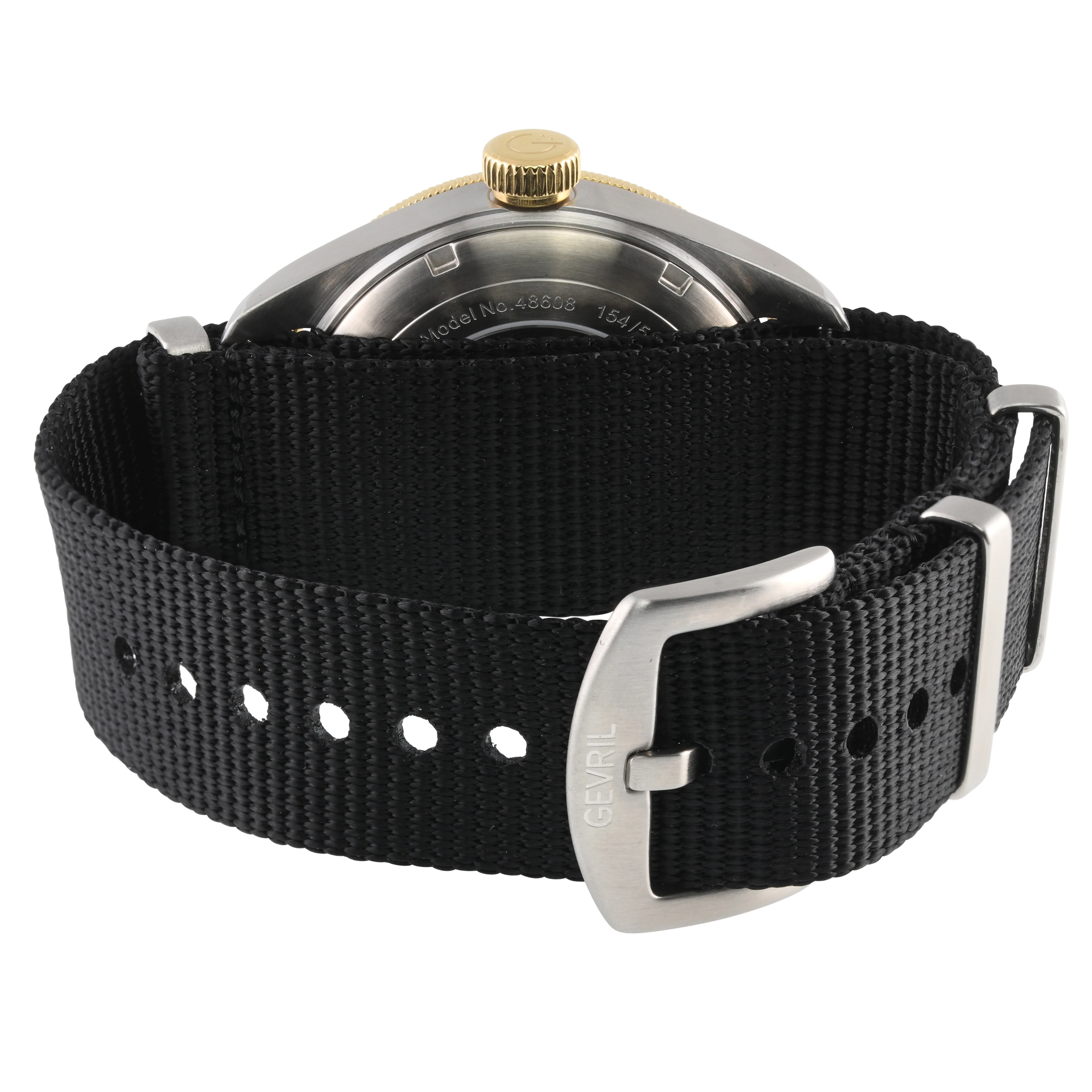 Yorkville Gevril Men's Yorkville Black Dial Sellita SW200 Swiss Automatic Rotating Bezel Two Tone Bracelet Date Luminous Watch Nato strap | Black Dial - Image 3