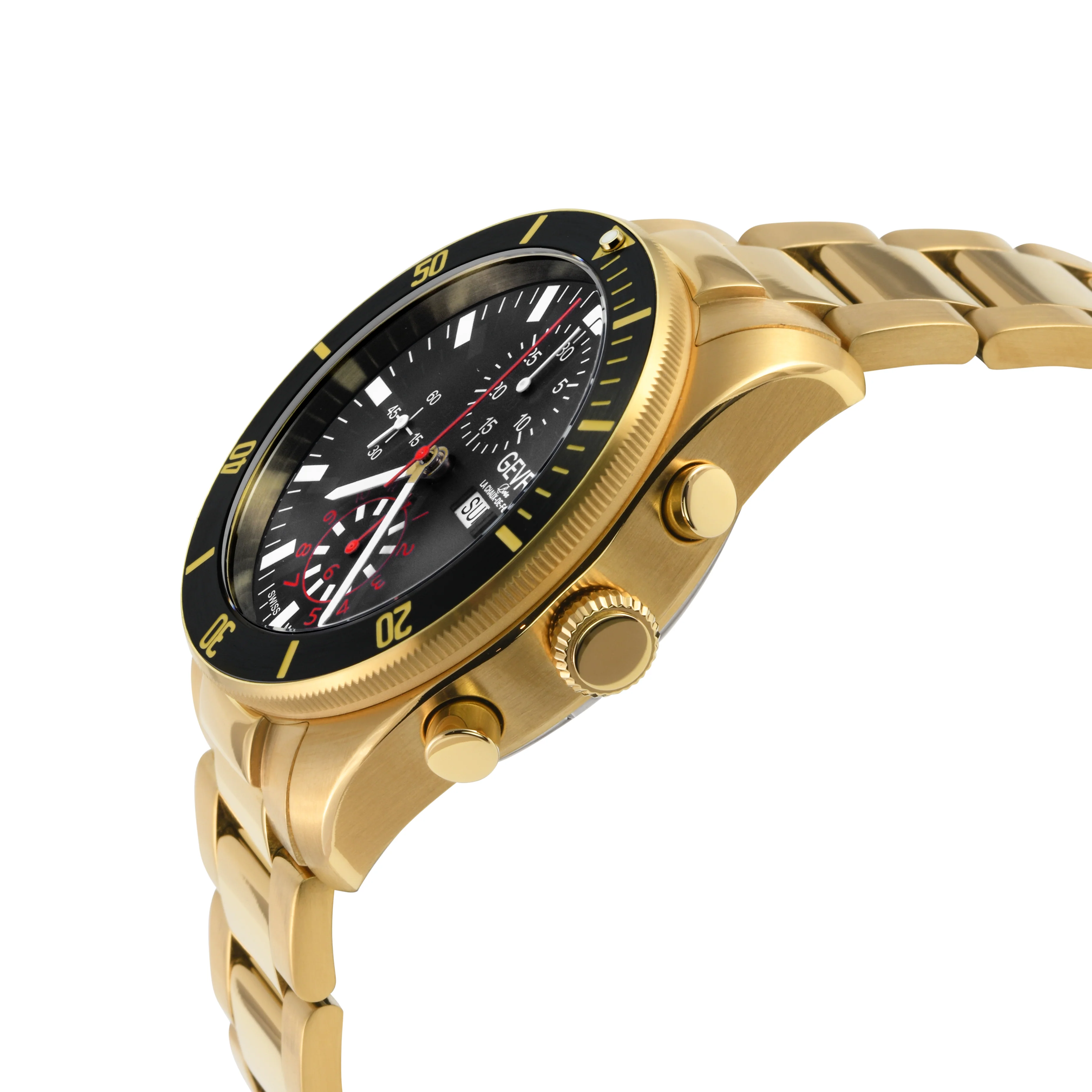 Yorkville - Chronograph Gevril Yorkville Swiss Automatic Chronograph Watch, IPYG Case, Black/Gold bezel, Gray Dial, SS/IPYG Bracelet. | Gray Dial - Image 2