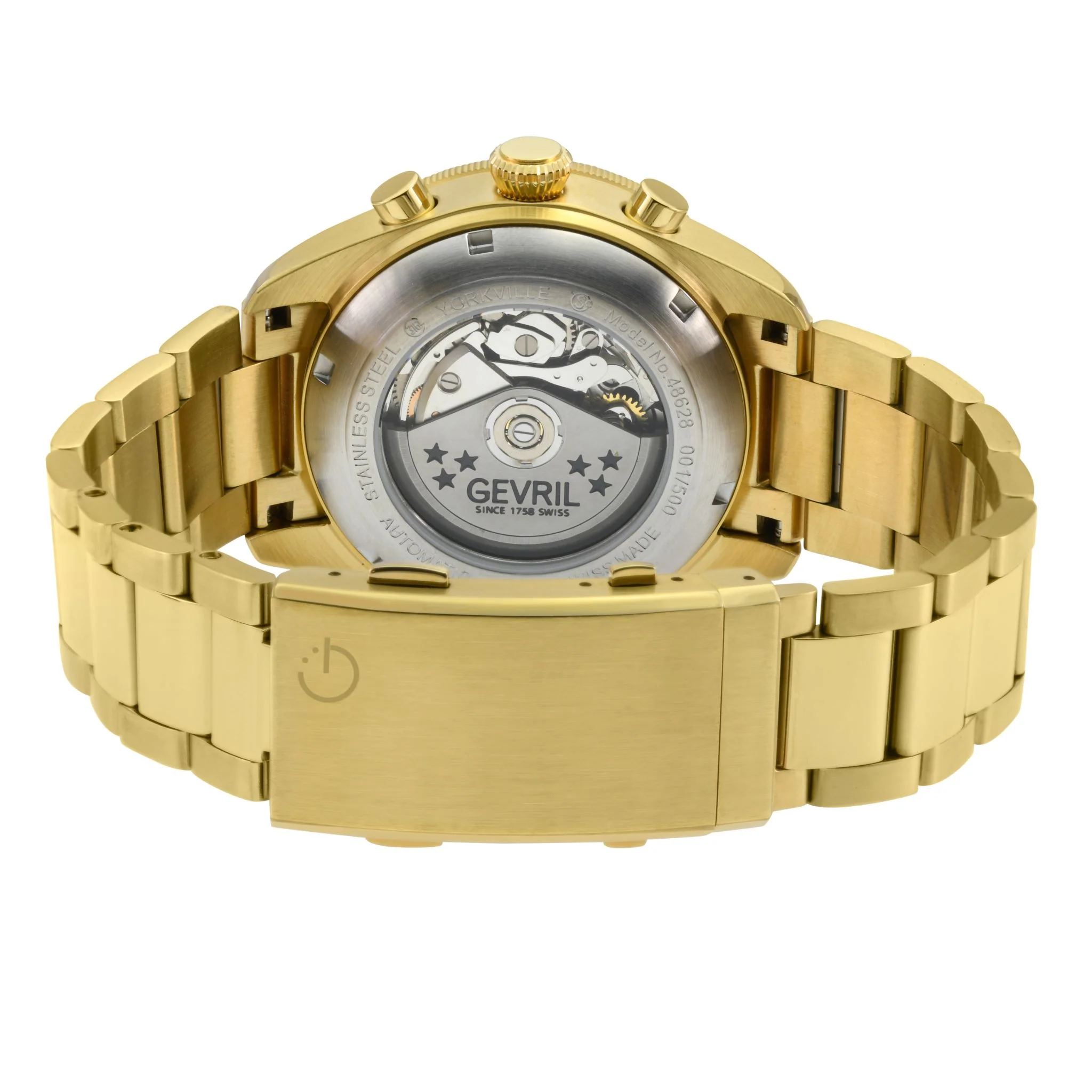 Yorkville - Chronograph Gevril Yorkville Swiss Automatic Chronograph Watch, IPYG Case, Black/Gold bezel, Gray Dial, SS/IPYG Bracelet. | Gray Dial - Image 3
