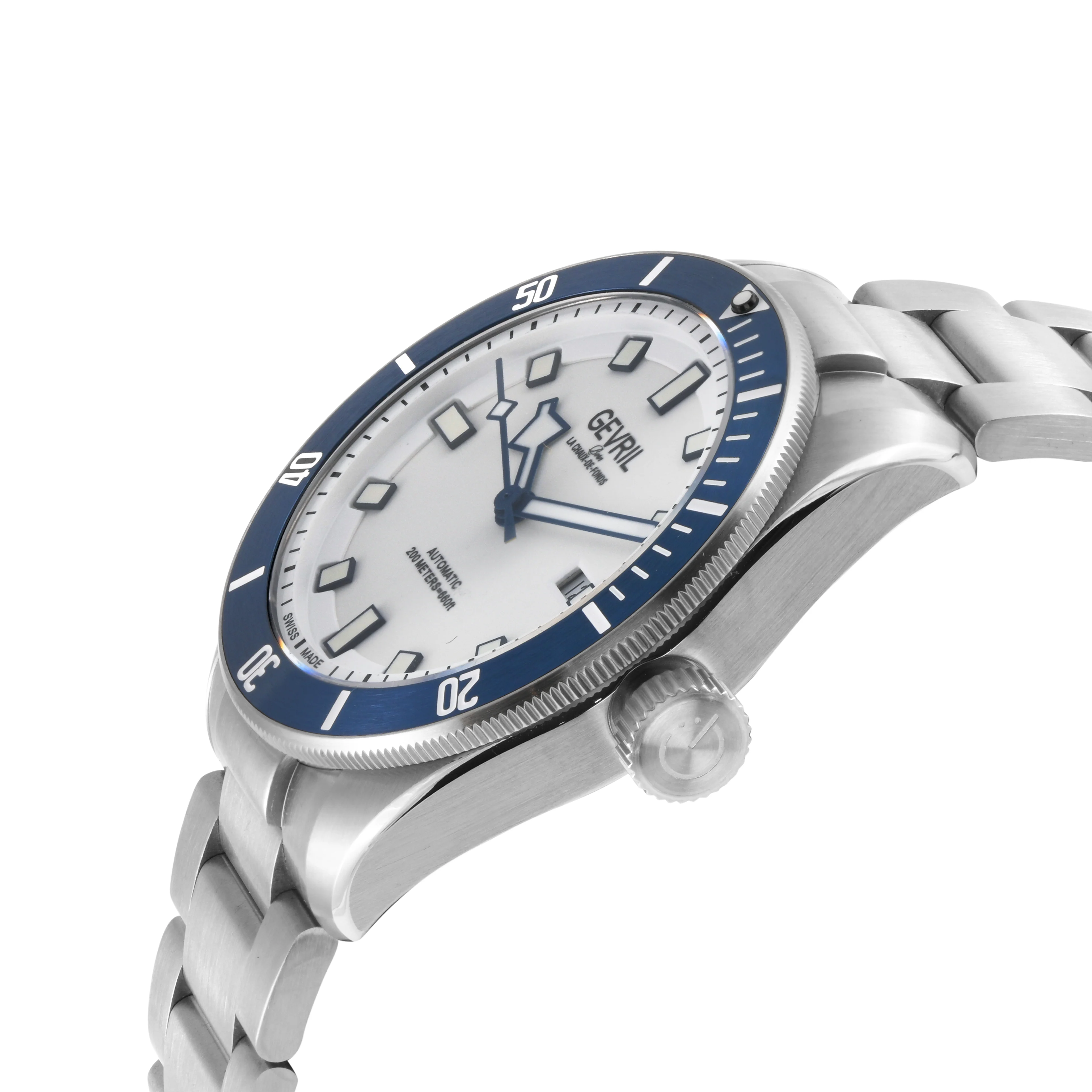 Yorkville-Diver Gevril Swiss Made Sellita SW200 “Luminous Dial” Diver Watch | White Dial - Image 2