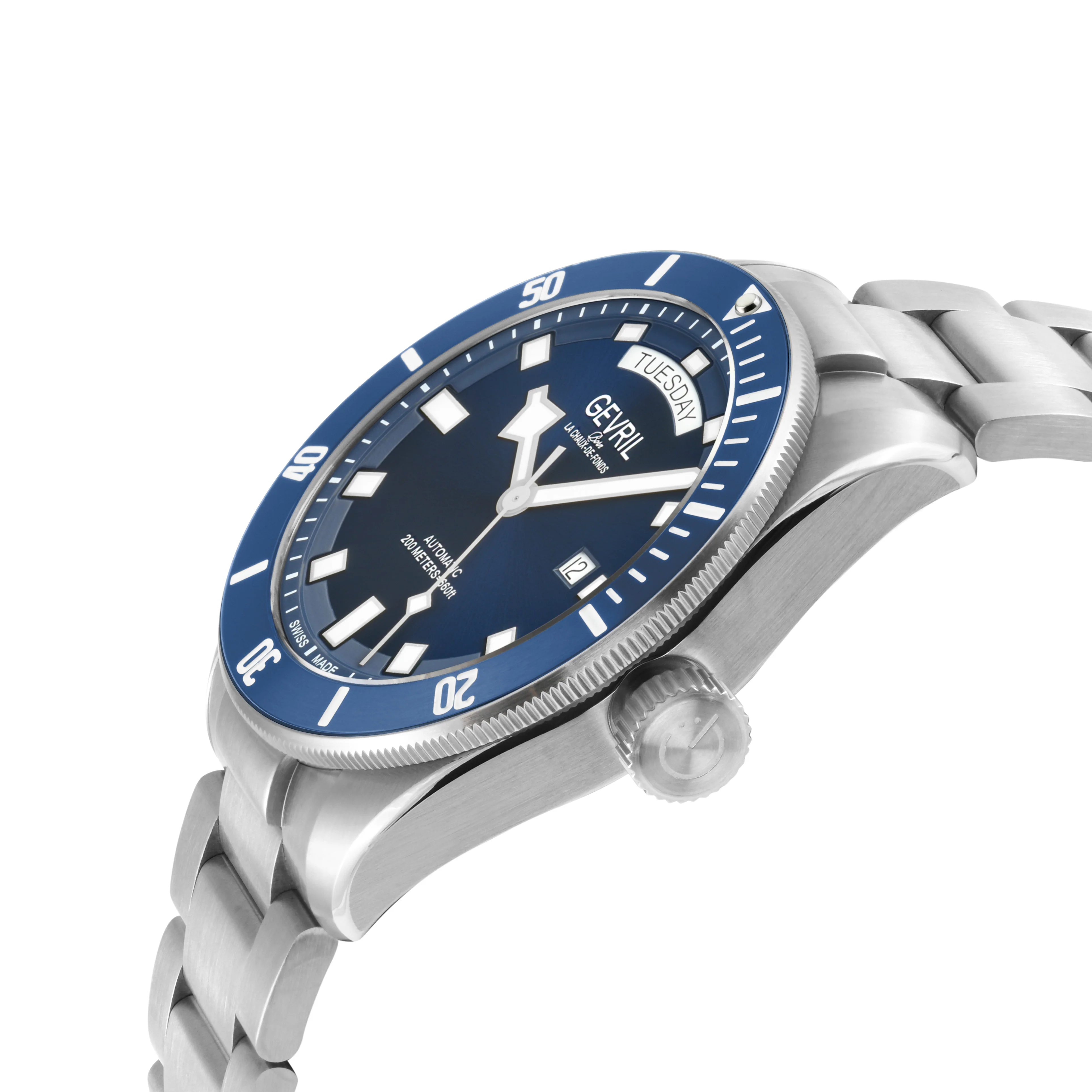 Yorkville-Diver Gevril Yorkville Sellita SW240 Swiss Automatic Diver Watch, SS Case, Blue bezel, Blue Dial | Blue Dial - Image 2