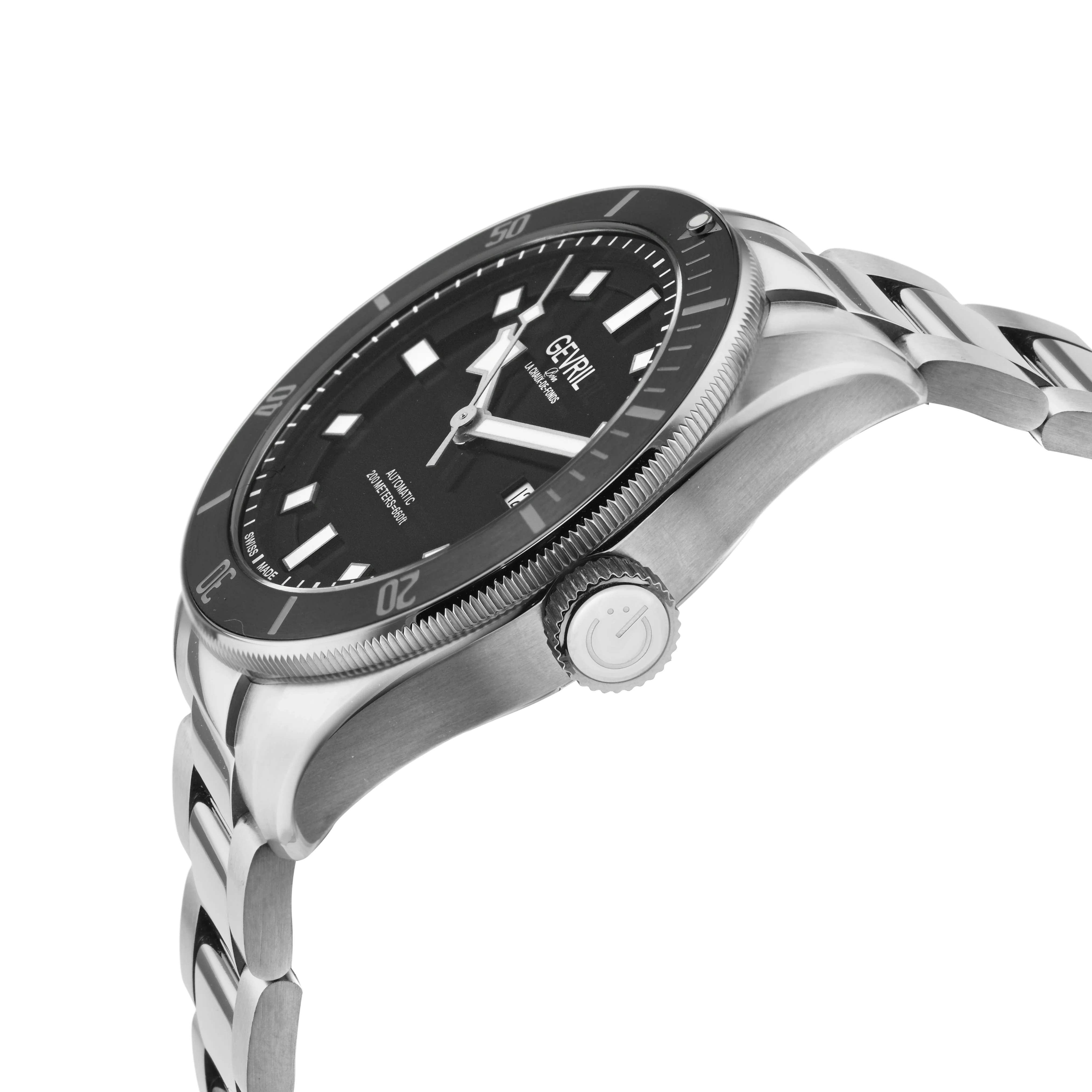 Yorkville Gevril Men's Black Dial Sellita SW200 Swiss Automatic Unidirectional Bezel Bracelet Date Luminous Watch | Black Dial - Image 3